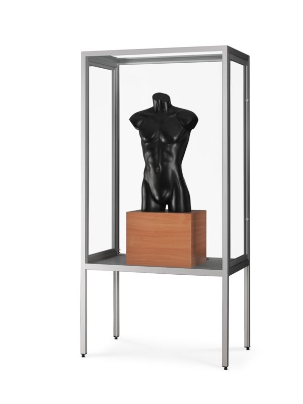 Dustproof display case V8 1000 silver without lighting on legs