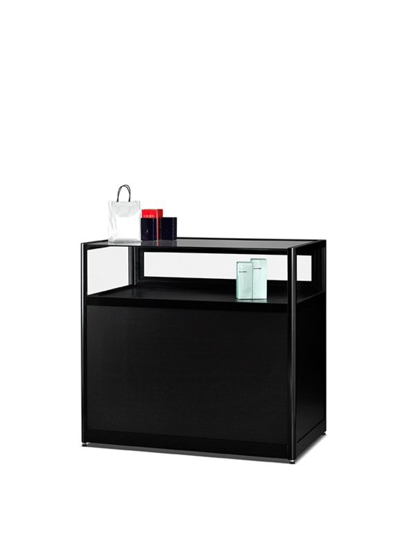 Dustproof table showcase V8 1000 black with storage