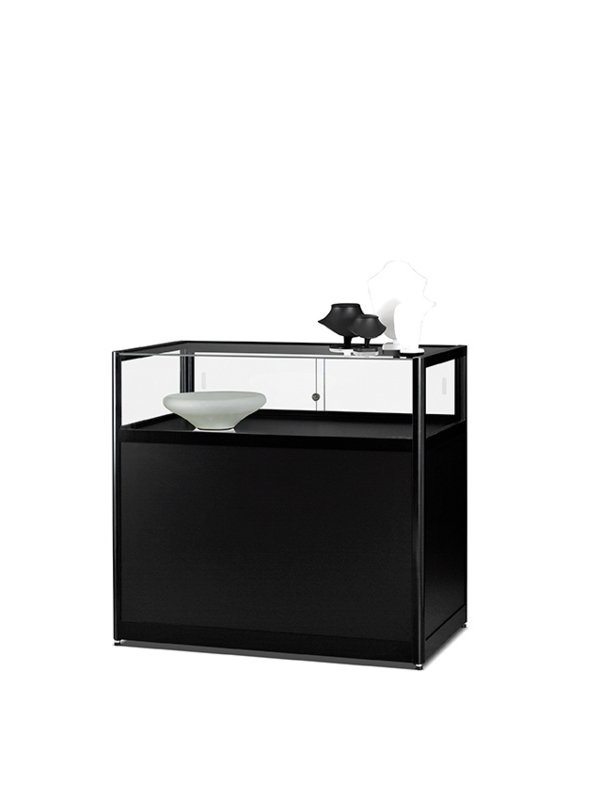 Dustproof table showcase V8 1000 black with storage