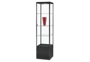 Glass display cabinet MPC 500 black with LED top light and storage