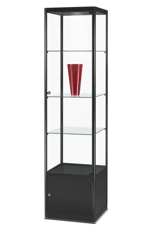 Vitrine MPC 500 schwarz mit LED Deckenspot und Unterschrank