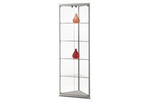 Eckvitrine MPC 500 silber mit LED Deckenspot