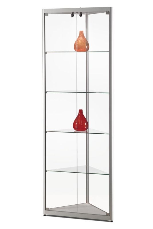 Hoekvitrine MPC 500 zilver met LED plafondspot