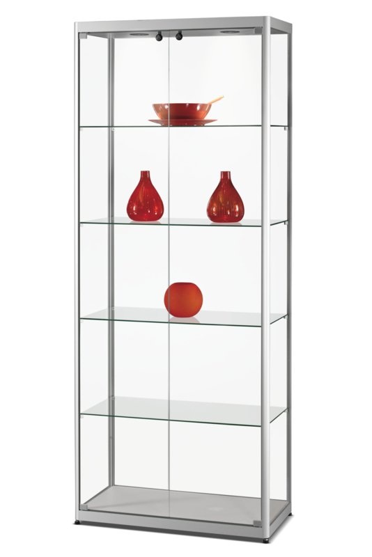 Vitrine MPC 800 silber LED mit Drehtüren im Front