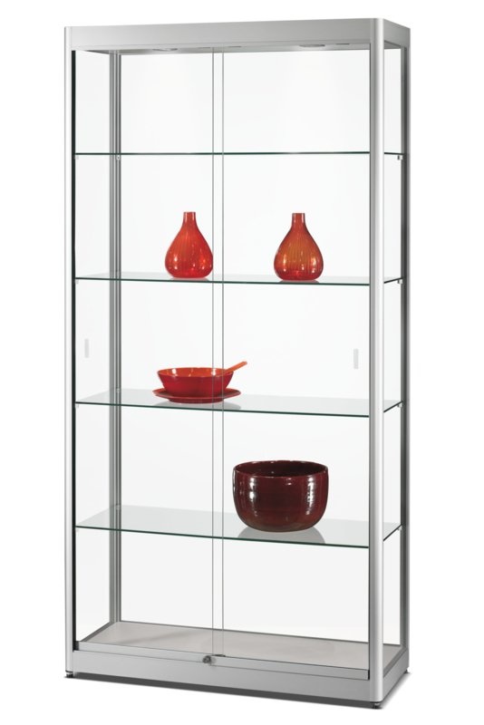 Standing Silver Display Cabinet 100cm, Led Lights For Display Cases