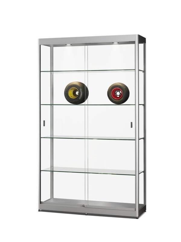 Glass display cabinet GPC 1200 silver with LED top lights