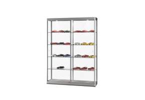 Glass display cabinet GPC 1500 silver with LED top lights