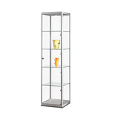 Vitrine 115 500 silber mit LED Deckenspot und Seitenbeleuchtung