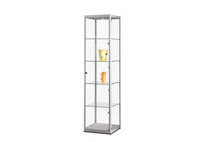 Vitrine 115 500 silber mit LED Deckenspot und Seitenbeleuchtung
