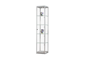 Vitrine 115 400 zilver met LED plafondspot en LED zijspots