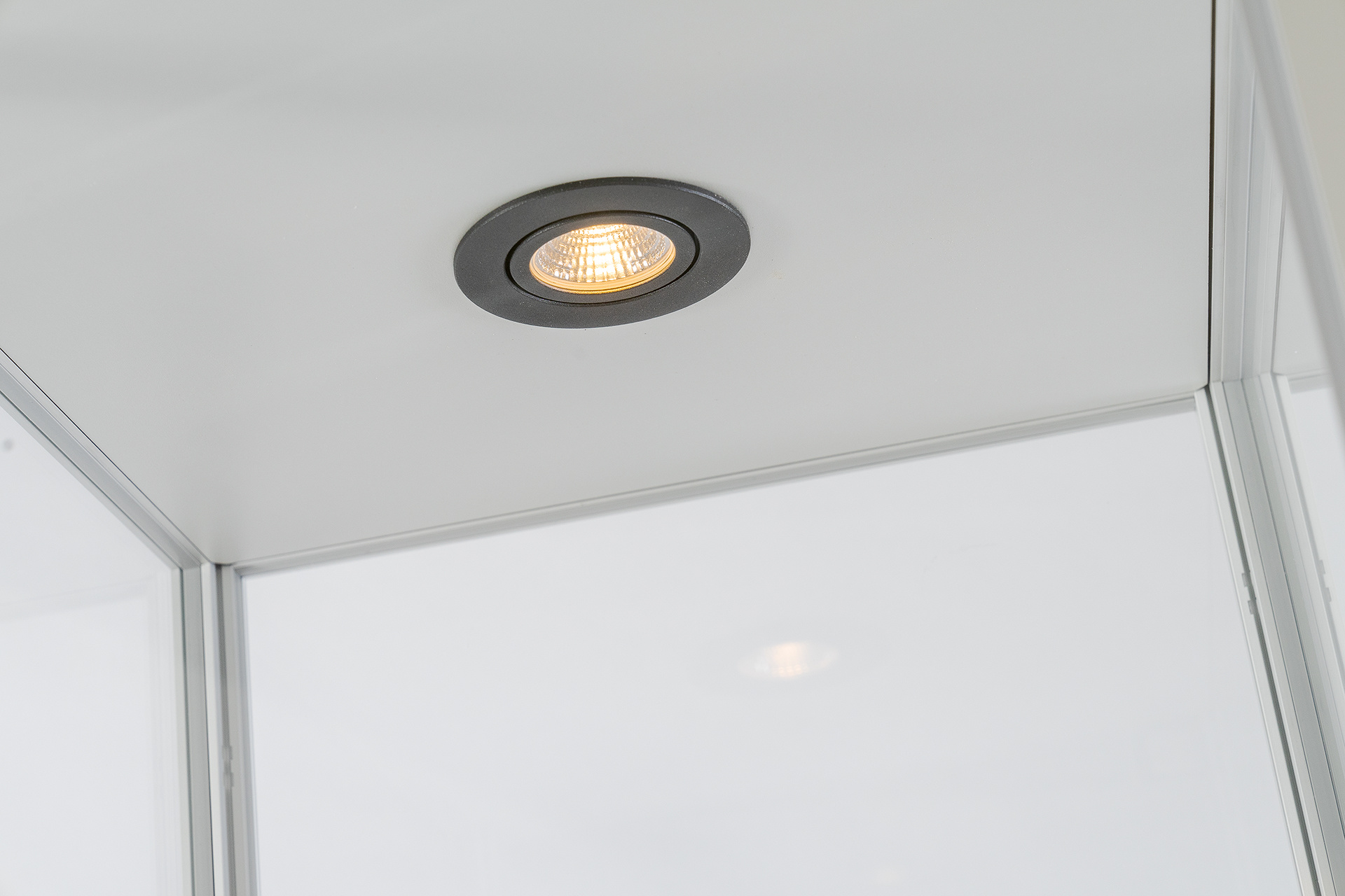 Vitrine MPC 800 silber LED mit Drehtüren im Front