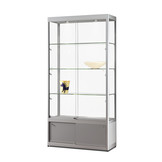 Glass display cabinet 315 1000 silver with storage and LED side lights