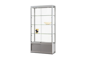 Vitrine 315 1000 silber mit Unterschrank, LED Deckenspots und Seitenbeleuchtung