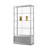Vitrine 311 1000 zilver met onderkast en  LED zijspots