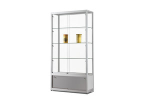 Vitrine 311 1000 zilver met onderkast en  LED zijspots