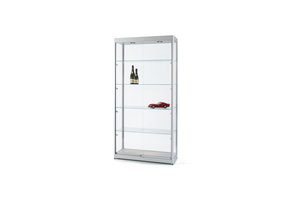 Vitrine 315 1000 silber mit LED Deckenspots und Seitenbeleuchtung