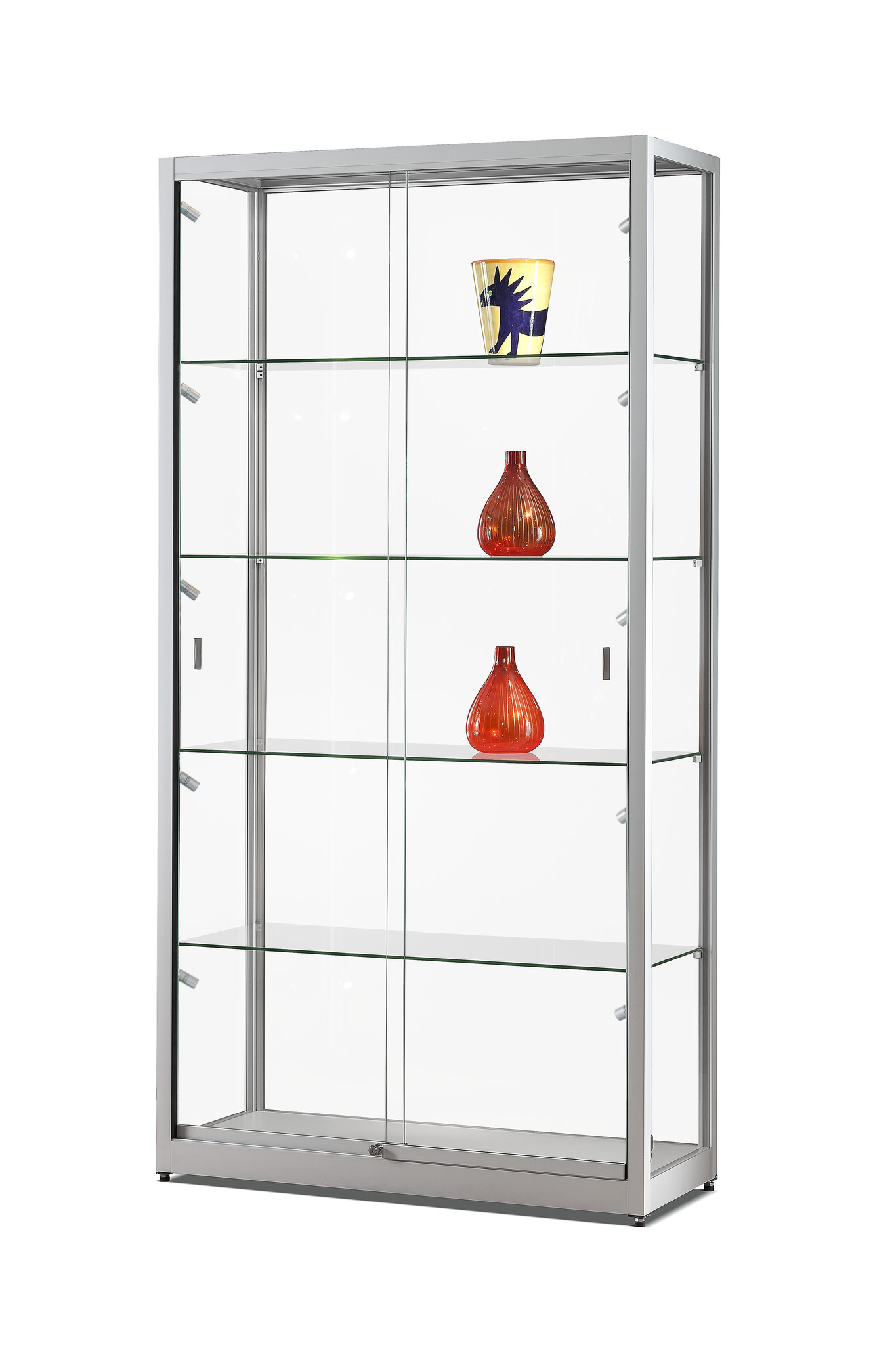 Vitrine 311 1000 zilver met LED zijspots