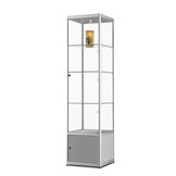 Vitrine 115 500 silber mit Unterschrank, LED Deckenspot und Seitenbeleuchtung
