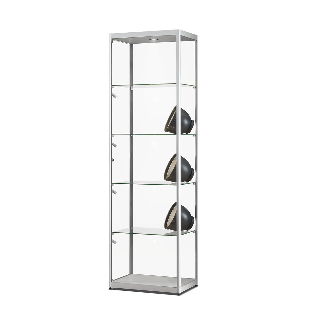 Silver display 60cm with LED ceiling lighting and side light