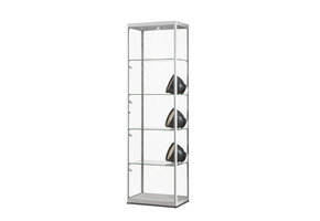 Vitrine 115 600 silber mit LED Deckenspot und Seitenbeleuchtung