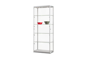Vitrine 115 800 zilver met LED plafondspots en zijspots