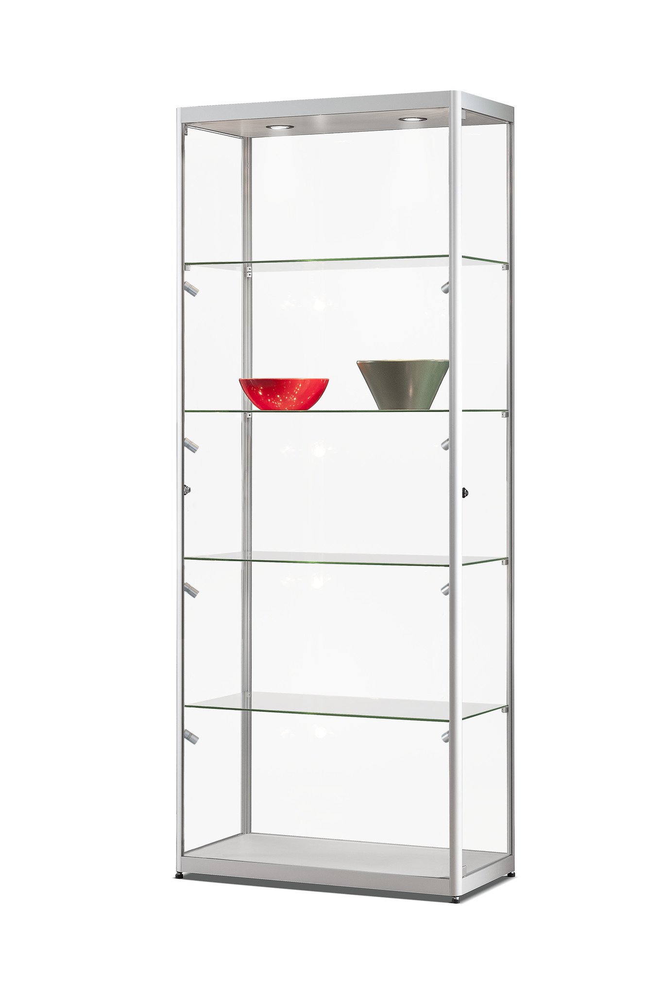 Glass display cabinet 115 800 silver with LED top- and side lights