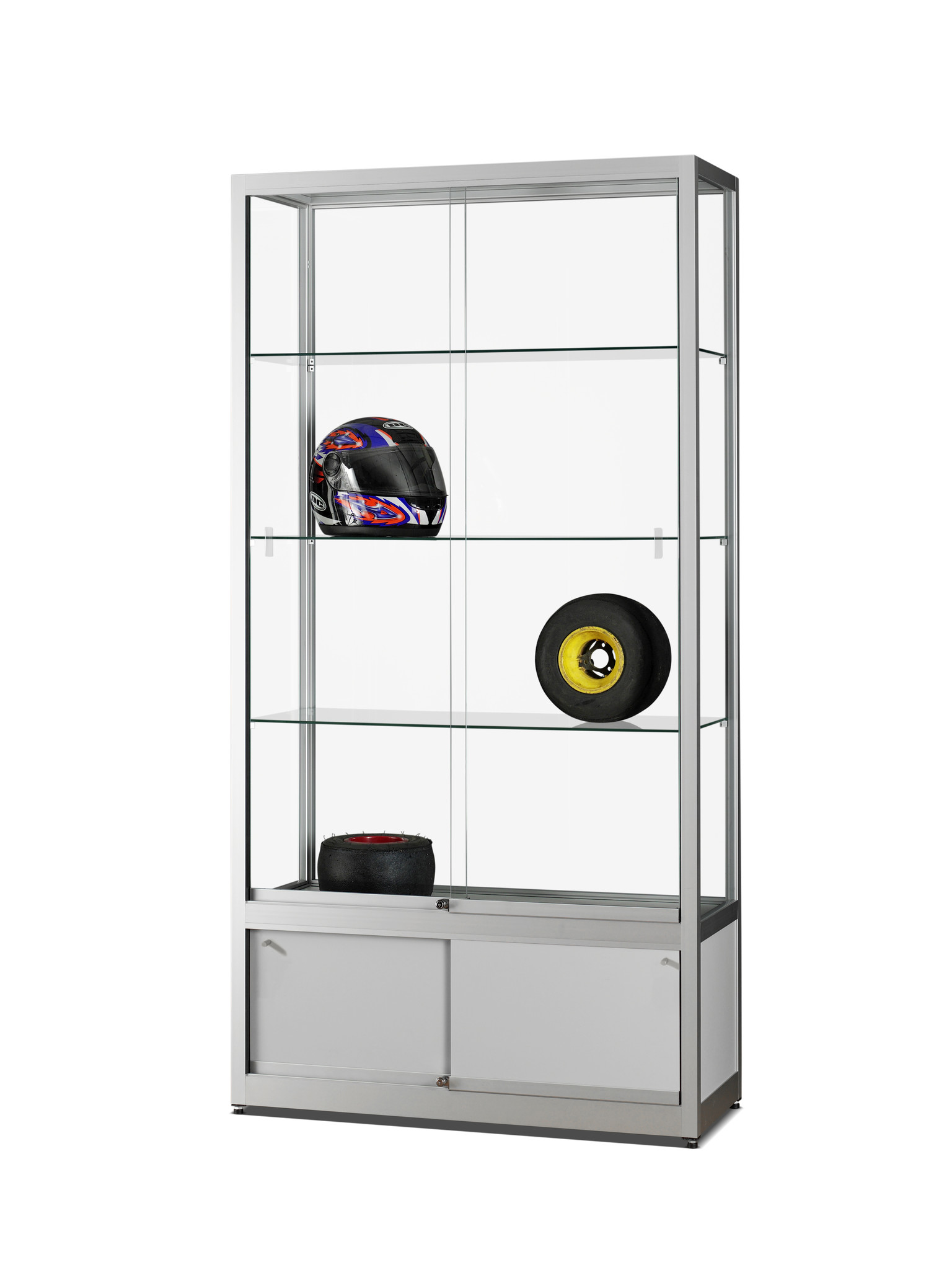 Vitrine WME 1200 zilver met onderkast