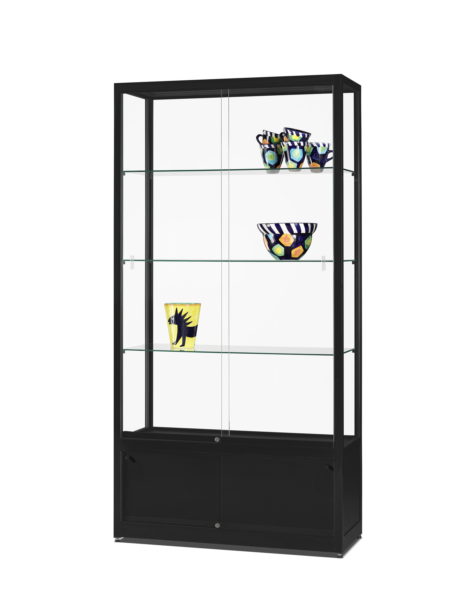 Glass display cabinet WME 1000 black with storage