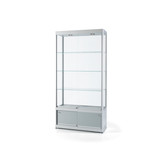 Vitrine GPC 1200 silber mit LED Deckenspots und Unterschrank