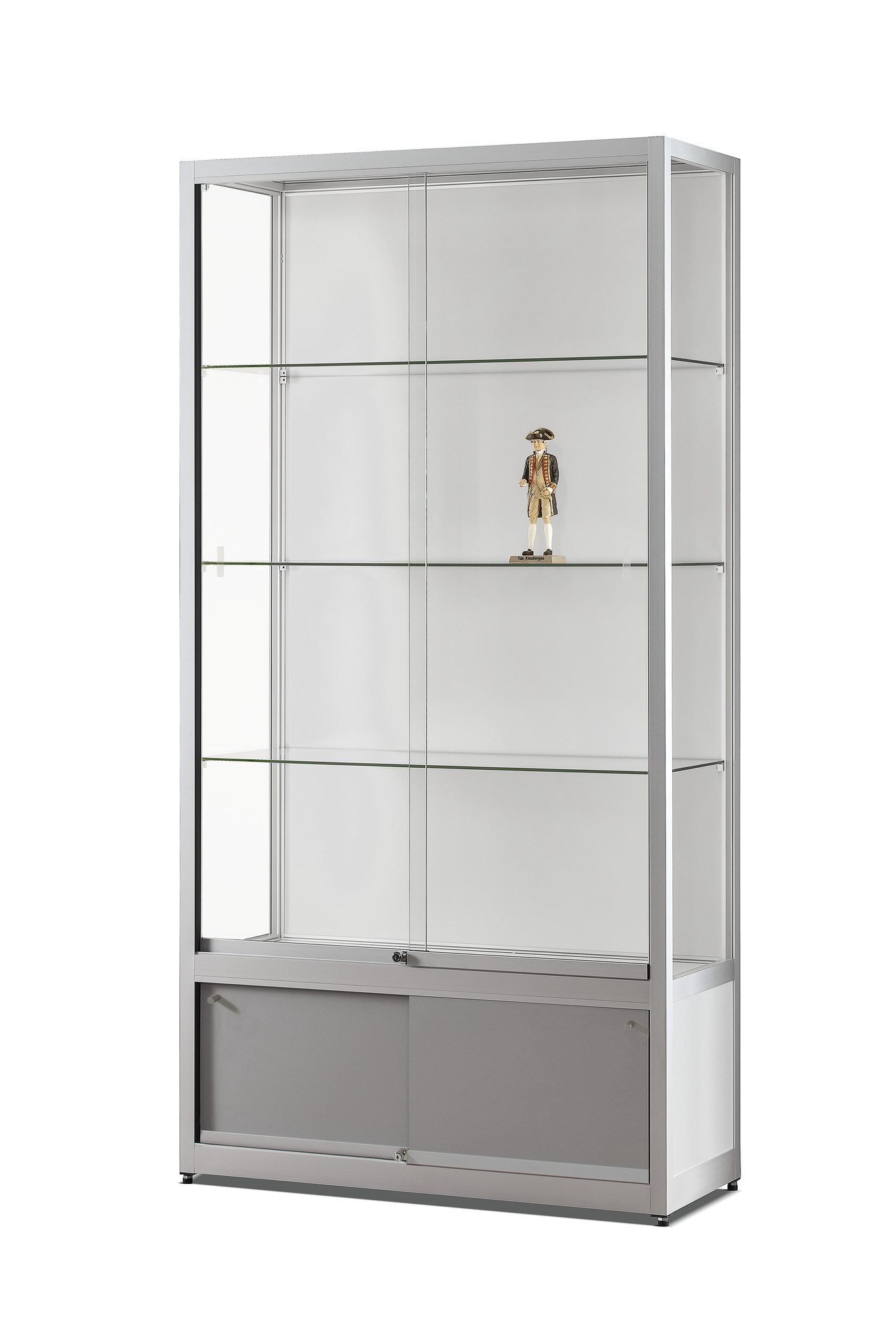 Vitrine 311 1000 silber mit Unterschrank und LED Streifen