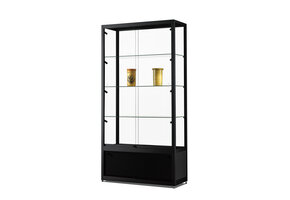 Glass display cabinet 311 1000 black with storage and LED side lights