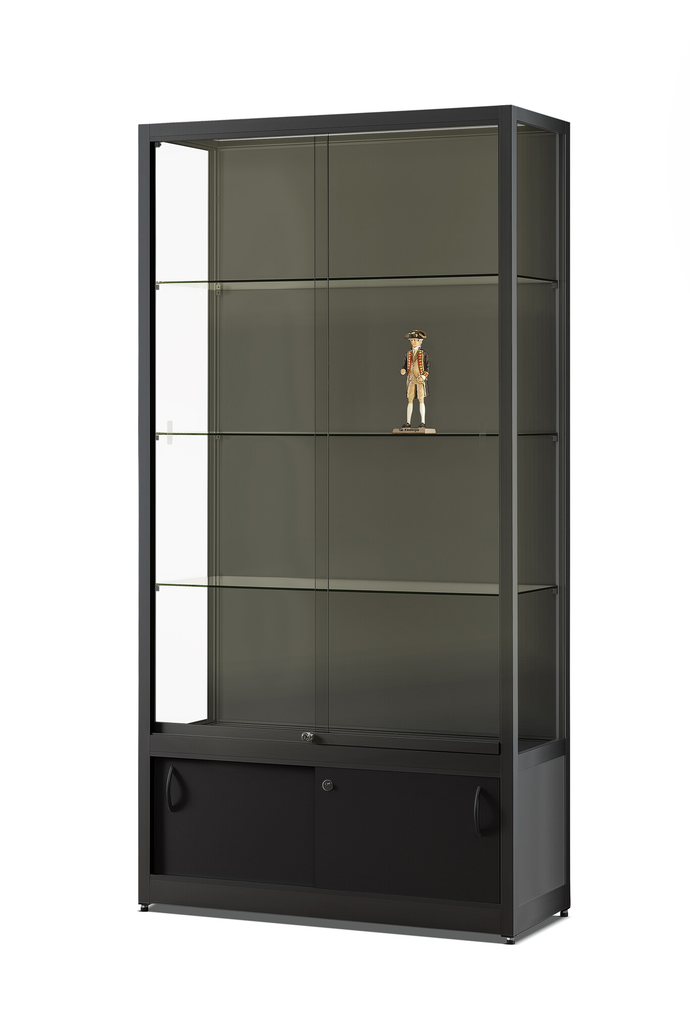 Vitrine 311 1000 schwarz mit Unterschrank und LED Streifen