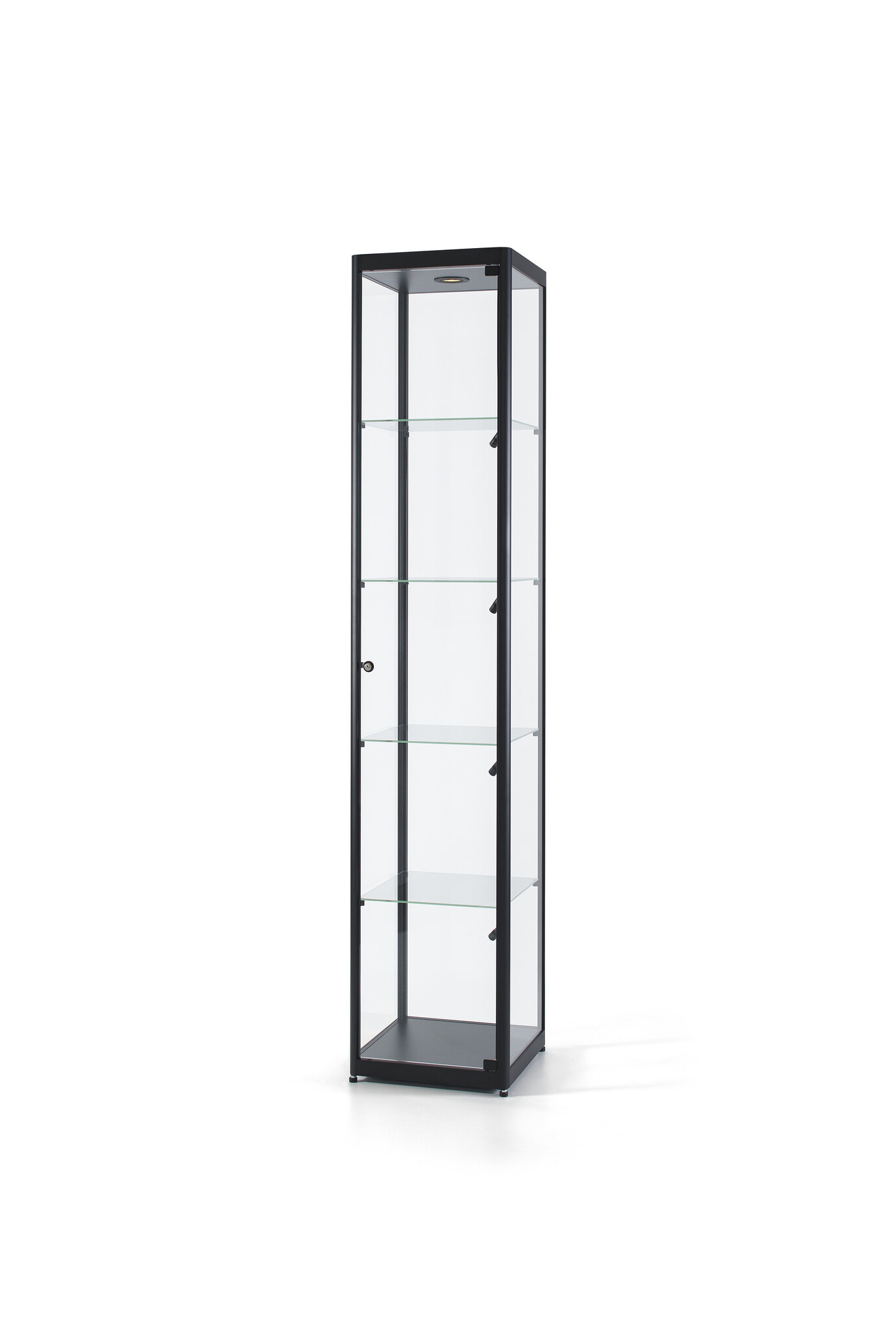 Vitrine 115 400 schwarz mit LED Deckenspot und Seitenbeleuchtung