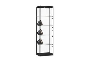 Glass display cabinet 115 600 black with top light  and side lights