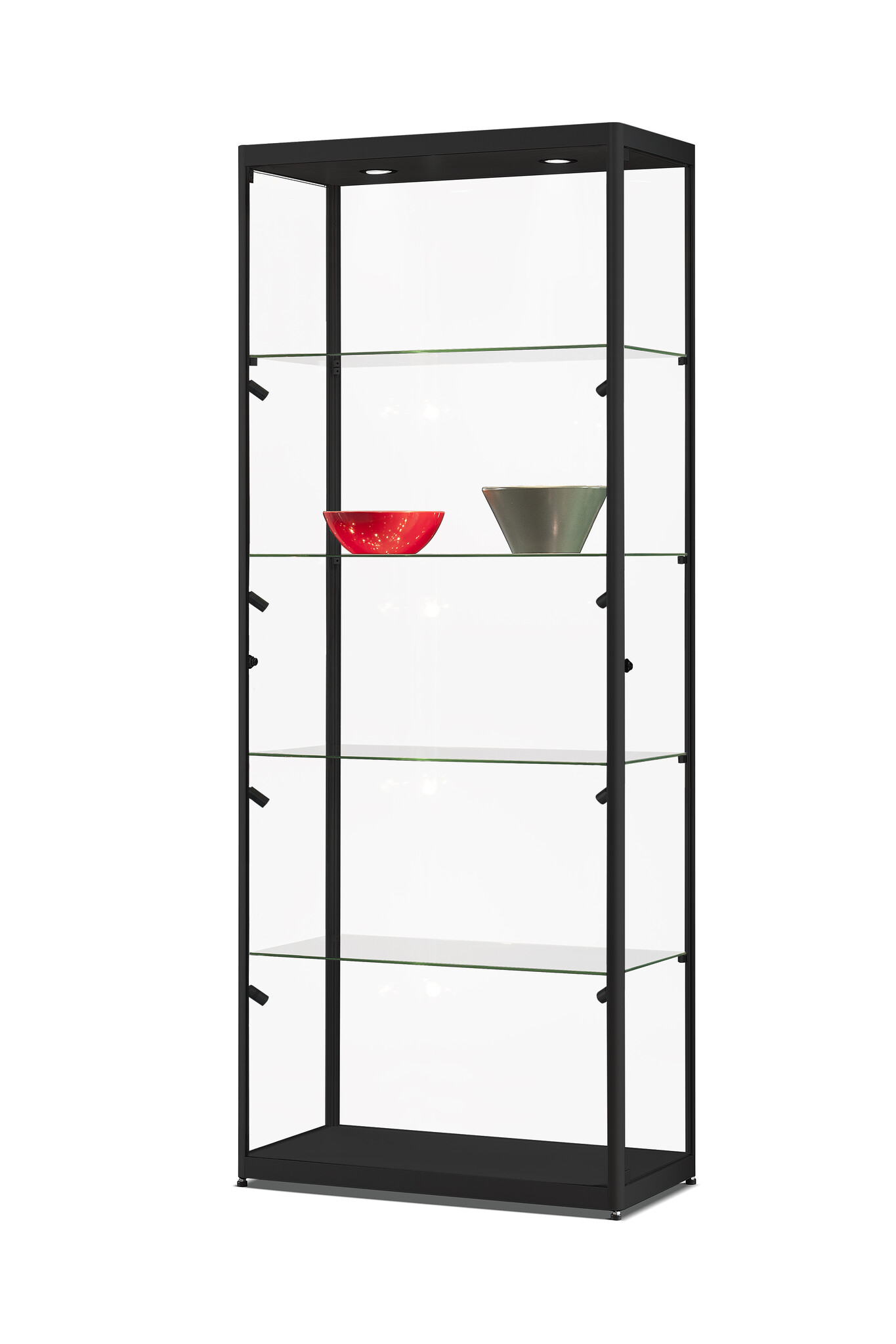 Glass display cabinet 115 800 black with LED top- and side lights