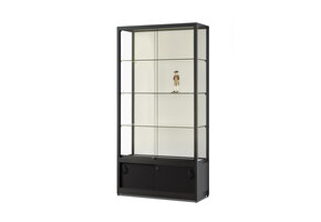 Vitrine 311 1000 HAW  schwarz mit Unterschrank und LED Streifen