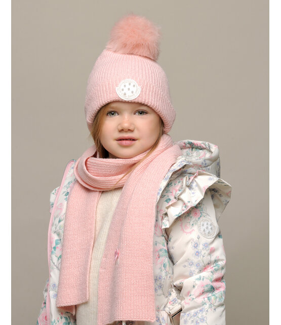 Le Chic Meisjes Rosa Muts & Sjaal