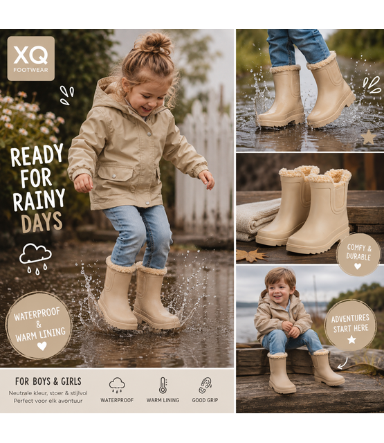 XQ KIDS RUBBER RAIN BOOTS  FUR