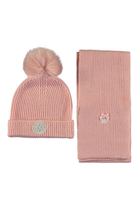Le Chic Meisjes Rosa Muts & Sjaal
