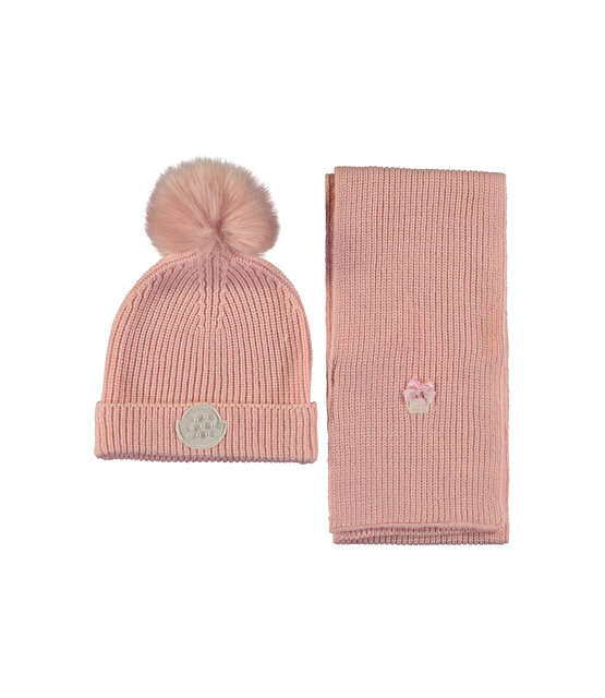 Le Chic Meisjes Rosa Muts & Sjaal