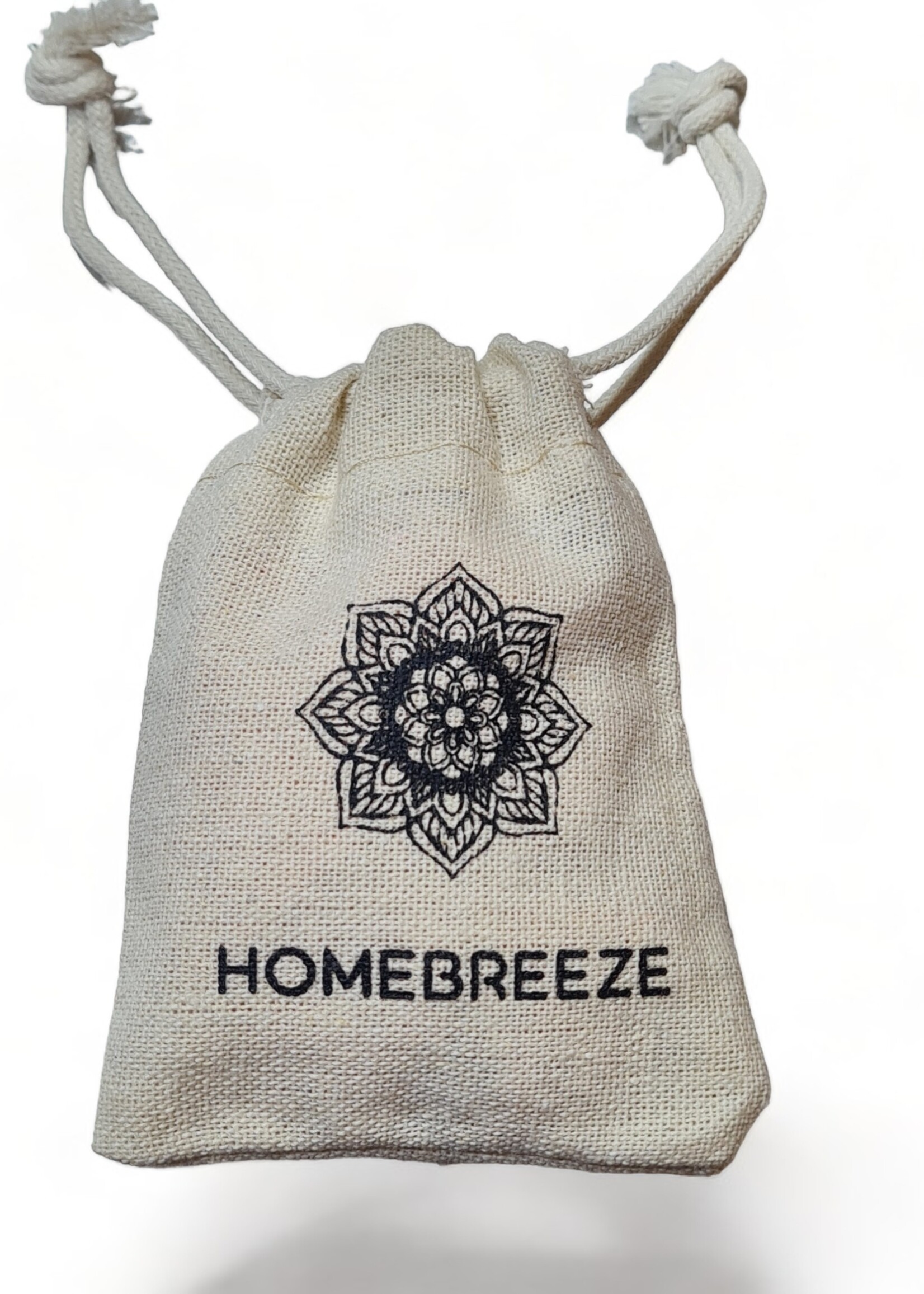 Homebreeze Kordelzugbeutel Sackleinen 8x10cm - mit logo Homebreeze