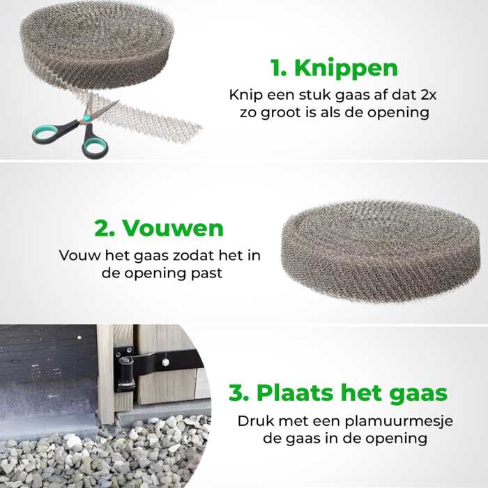 VerminBuster Muizengaas RVS - 1m x 5cm