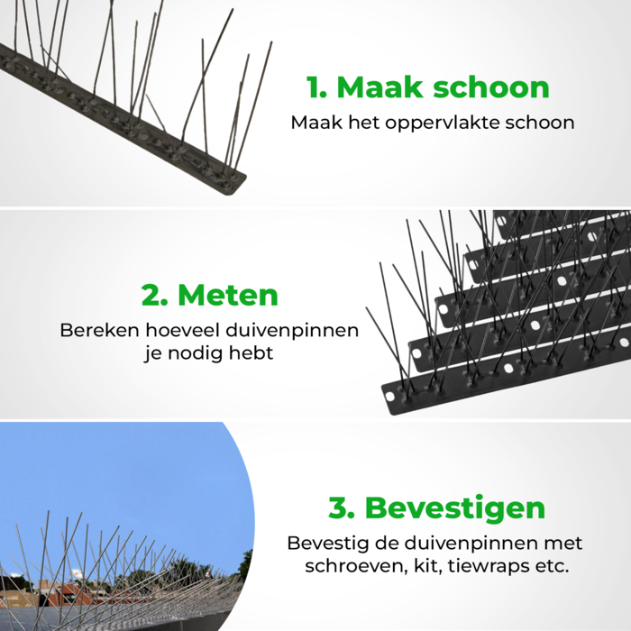 VerminBuster Duivenpinnen RVS Zwart - 1 meter