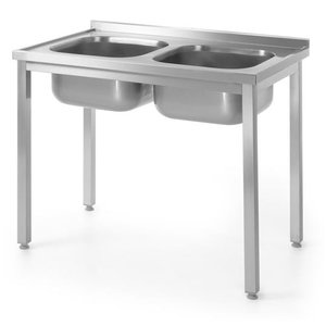 Skręcany stół ze stali nierdzewnej z dwoma zlewami  | 1000x600x(h)850 mm