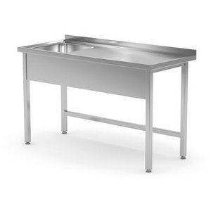 Skręcany stół ze stali nierdzewnej z jednym zlewem prawy | 1000x700x(h)850 mm