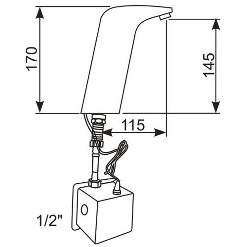 Bateria umywalkowa bezdotykowa stojąca prosta 170 mm, przyłącze 1/2''