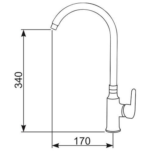 Bateria zlewozmywakowa stojąca jednootworowa, jednouchwytowa z wylewką obrotową 170 mm, wysokość 340 mm