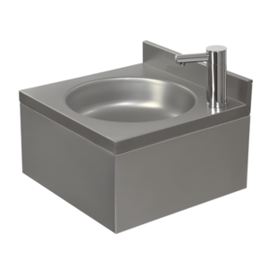 Umywalka 400x400x(h)220 mm, odpływ centralny, z baterią elektryczną zasilaną bateriami alkalicznymi