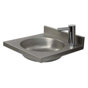 Umywalka 400x400 mm, odpływ centralny, z baterią elektryczną zasilaną zasilaczem 230/6V i mieszaczem