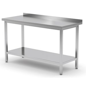 INOXI Stół przyścienny ze stali nierdzewnej z półką | 600x700x(h)850 mm